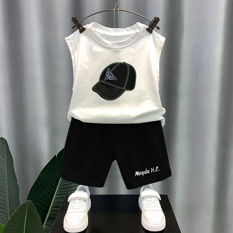 libra男童夏装背心新款套装儿童宝宝中大童两件套夏季男孩帅气无