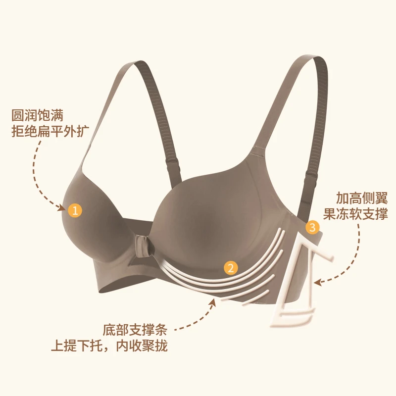 玫瑰柏拉图软支撑小胸聚拢显大圆圆杯套装 5368