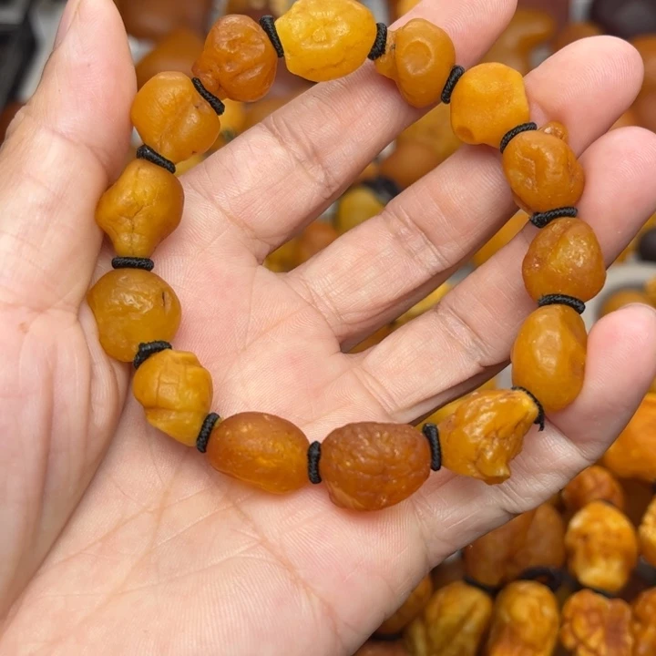琥珀未镶嵌裸石天然蜜蜡手串