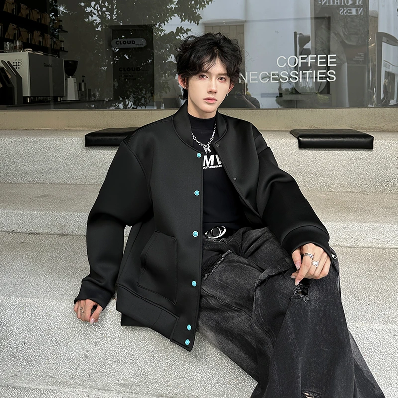 立领外套男秋季美式复古高街vibe上衣春秋款潮牌痞帅cleanfit夹克