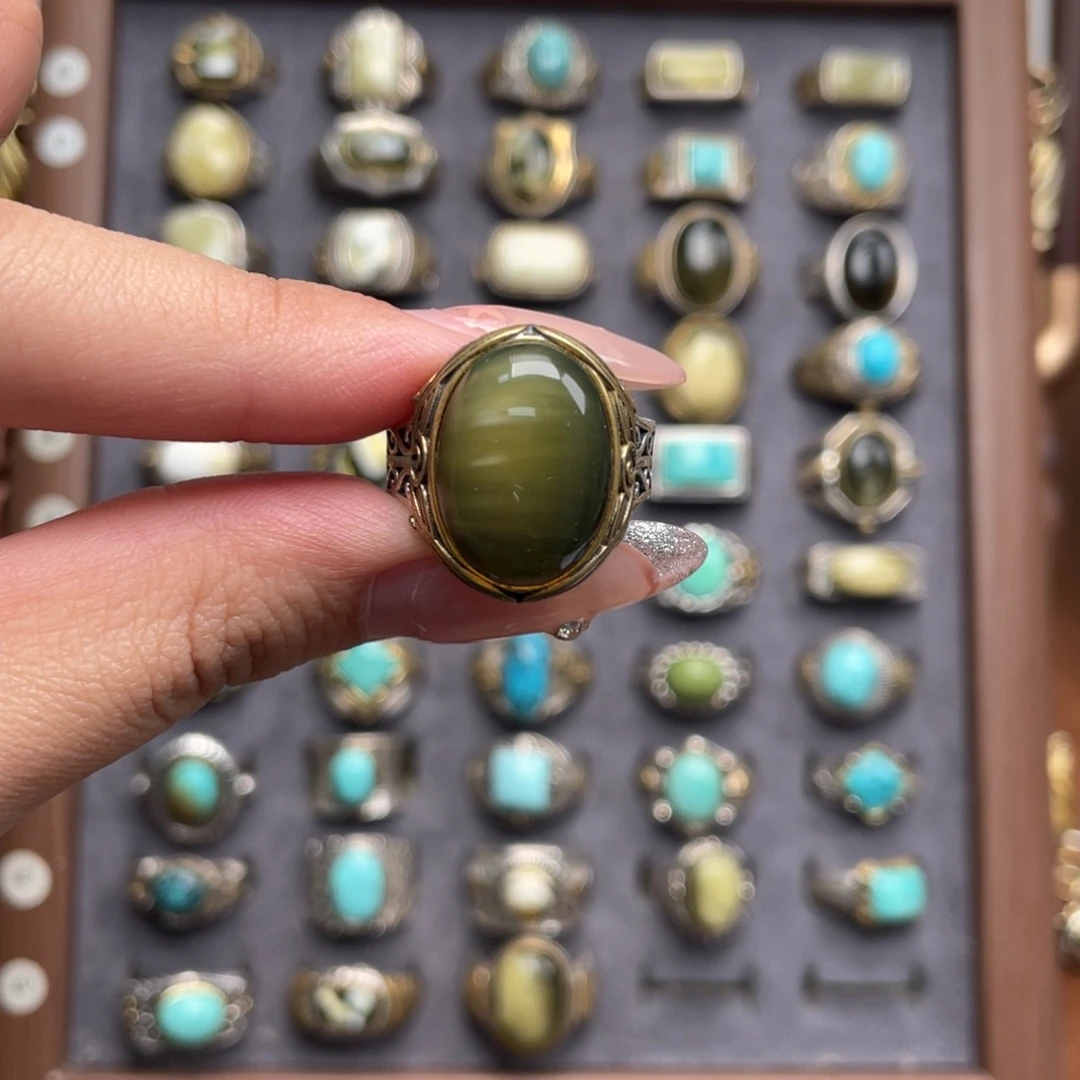 三***月蜜蜡银S925镶嵌戒指