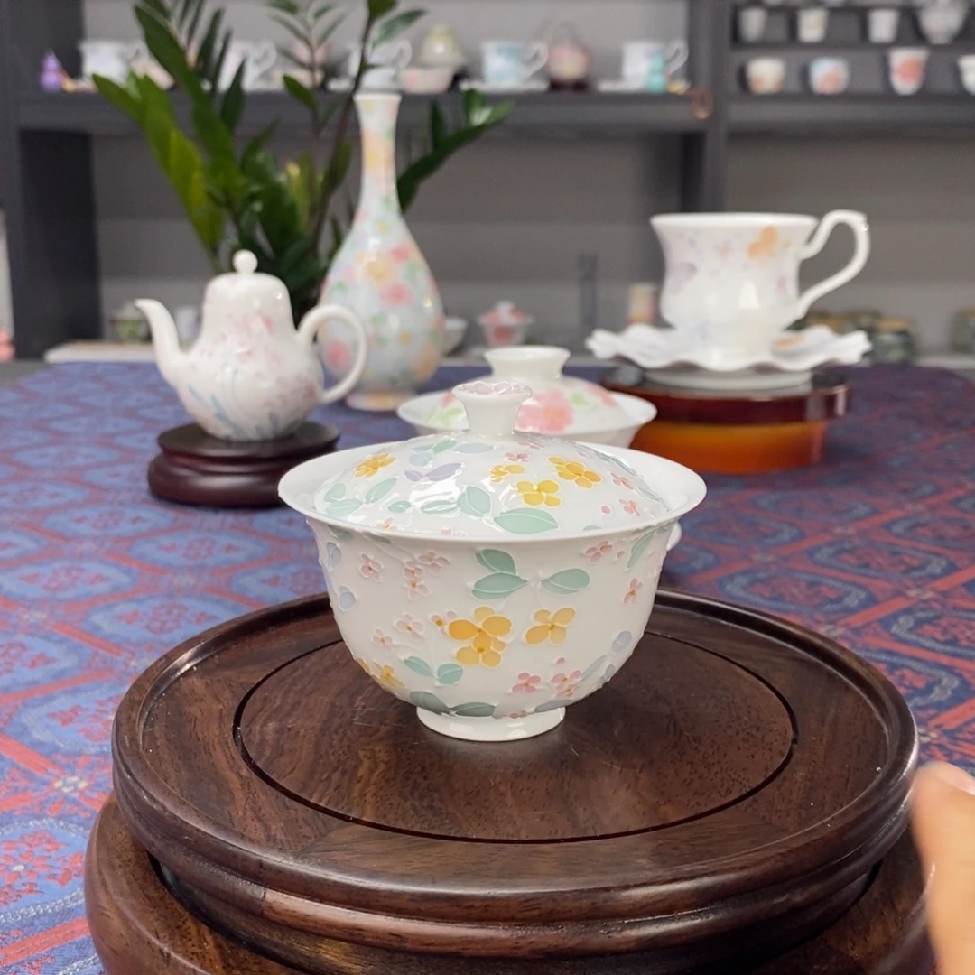 碎花盖碗釉下手绘高温