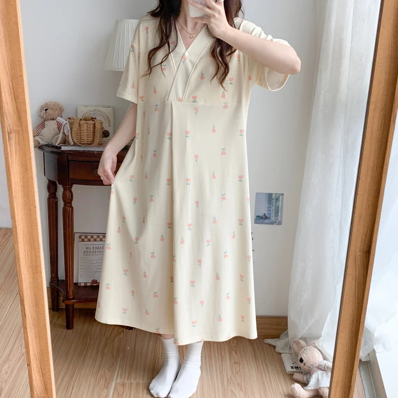 产妇待产裙孕妇哺乳睡裙裤带胸垫夏季薄款内检月子服进产房