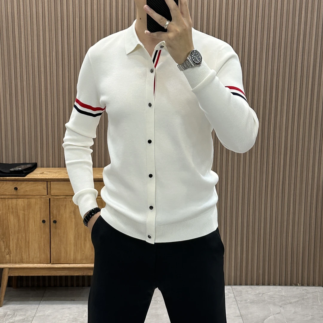 秋季韩版简约时尚潮流毛衣修身针织开衫男士开衫毛衣针织衫86820