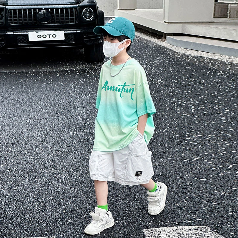 男童短袖套装夏季2025新款炸街洋气儿童夏装男孩中大童时尚帅气潮