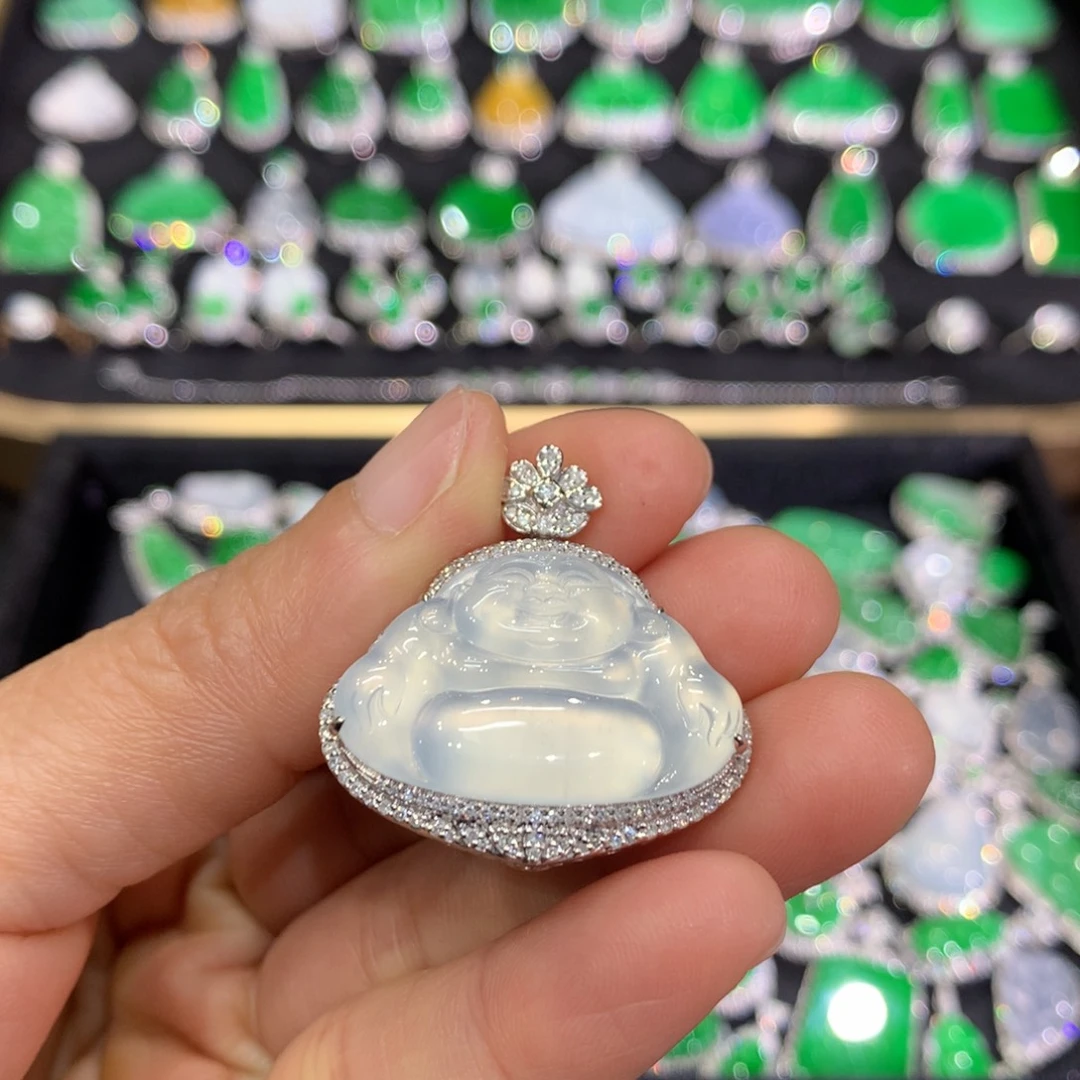 翡翠18K金镶嵌吊坠(不含链)