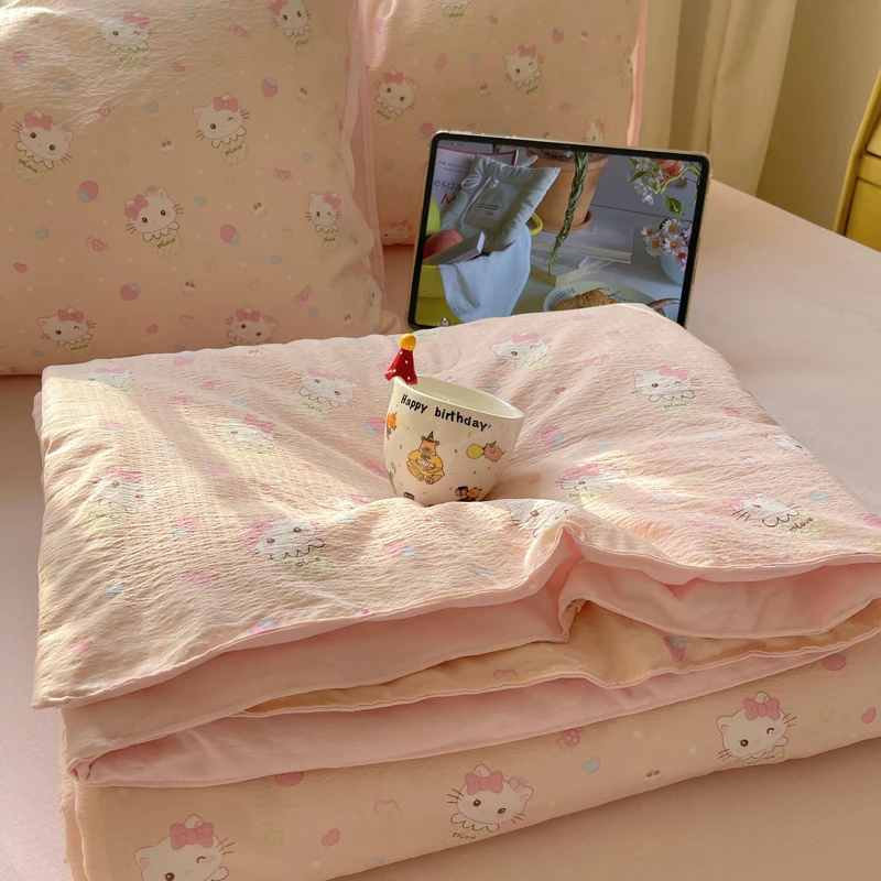 可爱KT猫双层纱空调被子2025夏凉被亲肤柔软双人夏季单人宿舍夏被