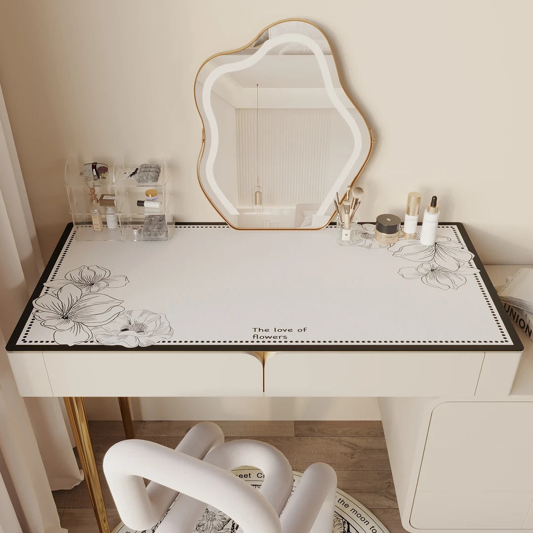 简约梳妆台皮革桌垫轻奢高级感防水桌布卧室美甲化妆桌面保护垫