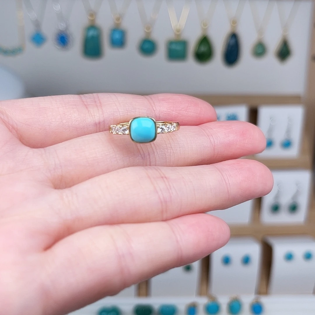 绿松石银S925镶嵌戒指