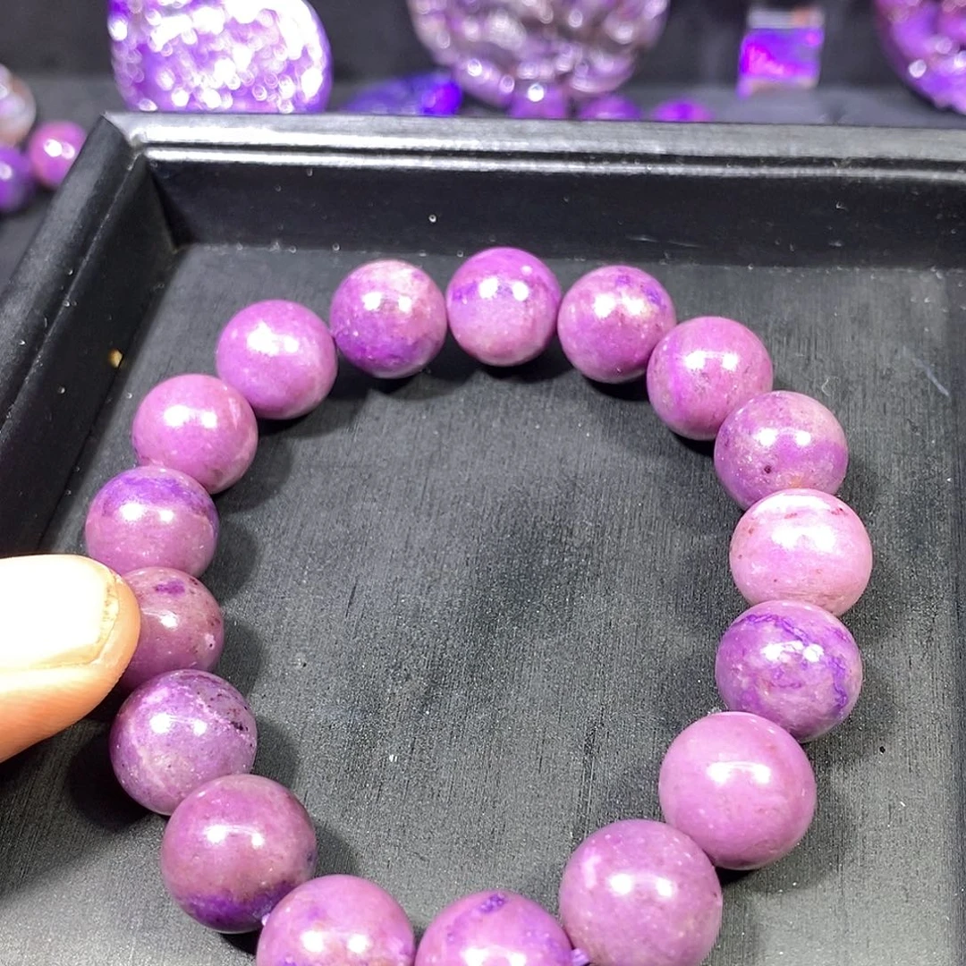 苏纪石（舒俱来）未镶嵌南非老矿舒俱来樱花粉紫玉化圆珠单圈12