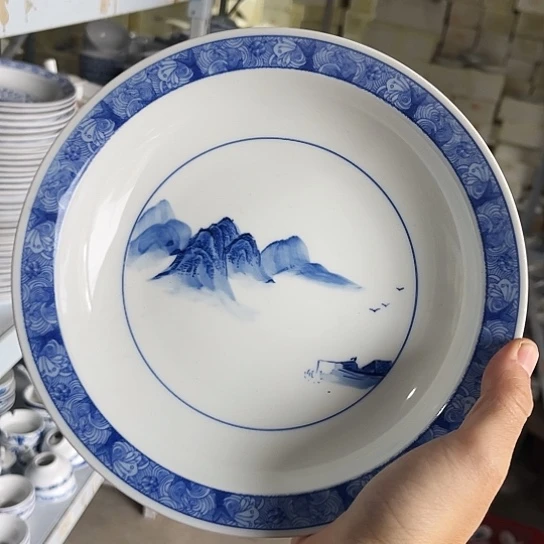 盘8寸手绘深盘一个陶瓷