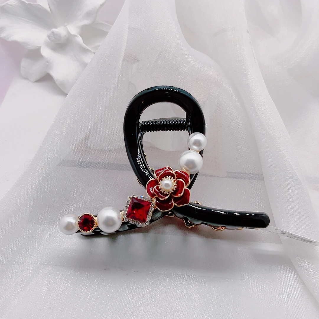 棽默尤悦新款画油玫瑰花胖头全扎发时尚简约款抓夹