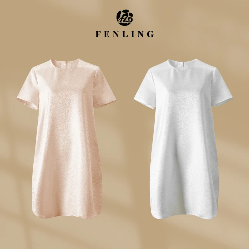 芬领-婉瑜-桑蚕丝幻彩织金正绢短袖连衣裙SY2252-SY2259