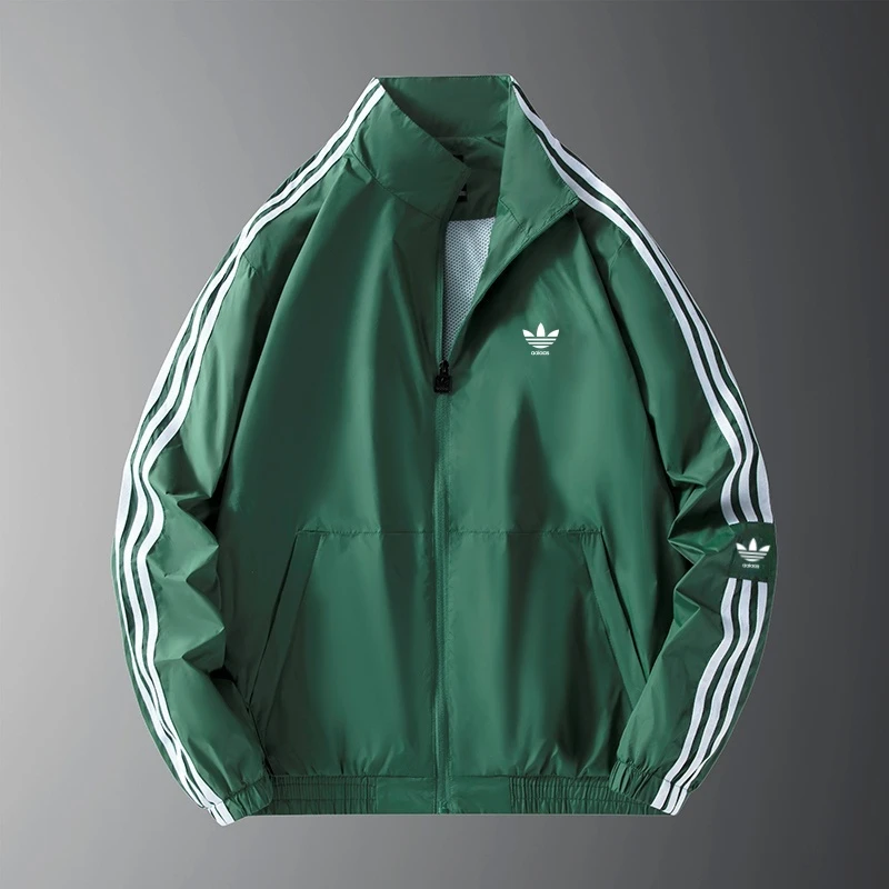 三叶草男女款休闲刺绣外套运动立领复古风梭织夹克春秋季外套