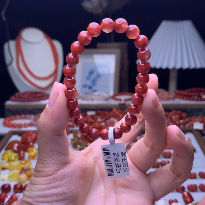 南红玛瑙未镶嵌珠宝半成品玫红火焰