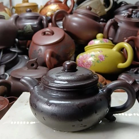 紫砂茶壶宜兴原矿古乌泥柴烧手工250cc紫砂壶