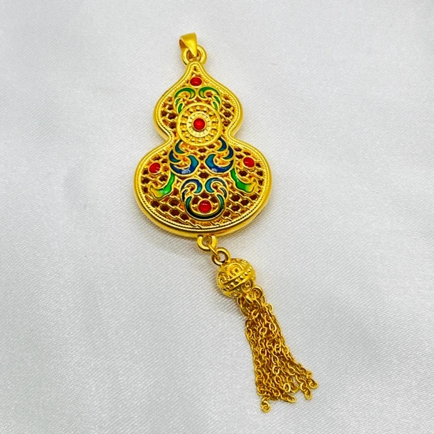 足金饰品/珐琅流苏四美葫芦吊坠（瓜子扣）/5.61/1B5D14207/q