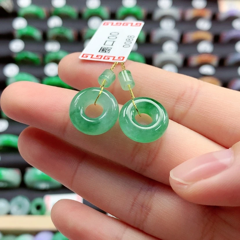 【闪购商品】翡翠戒指未镶嵌甜甜圈一对