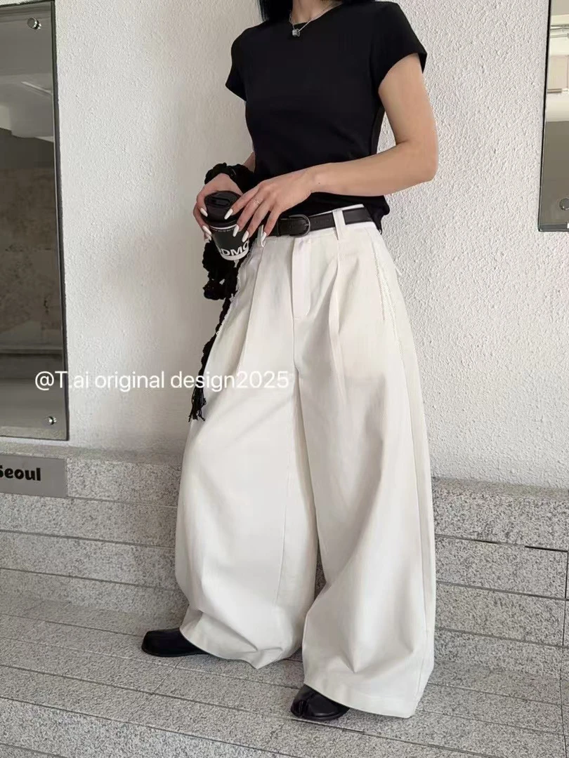 有货Tai#4016春夏福利高品质洗水百搭阔腿裤，裤长：103cm