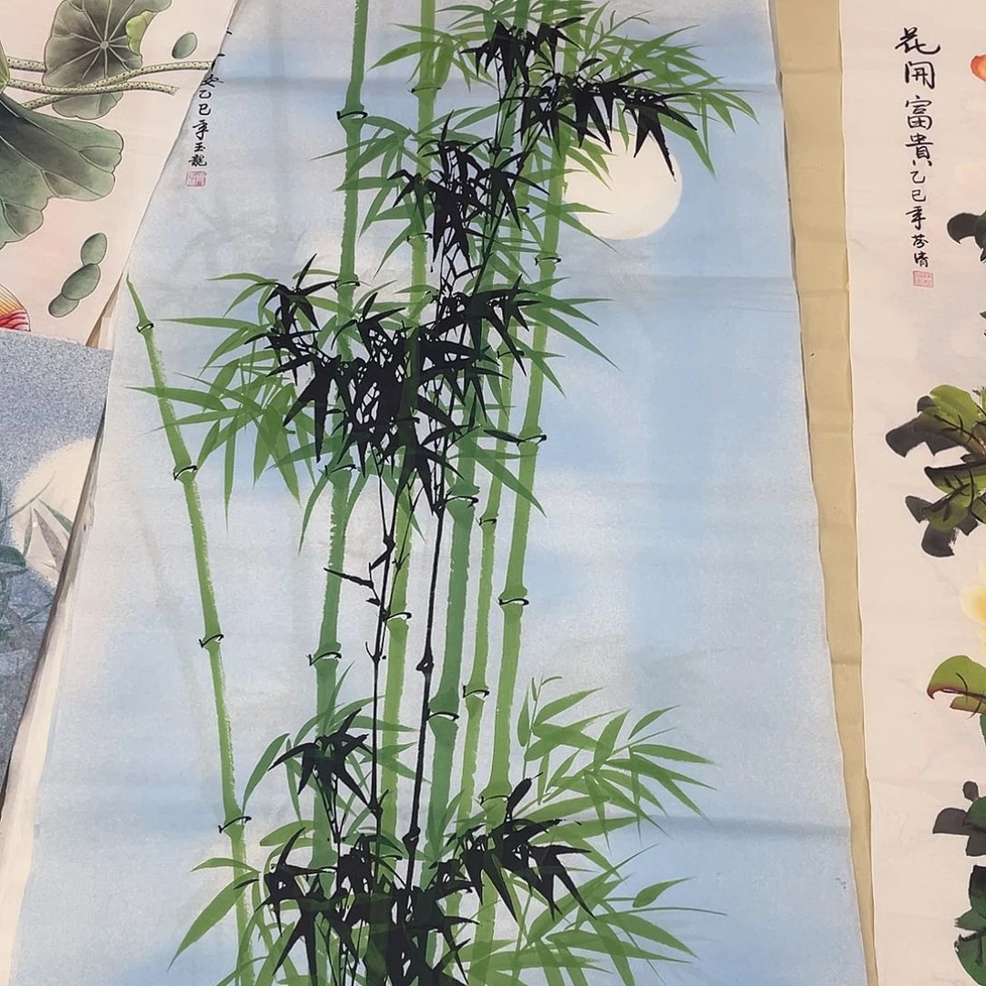 国画国画作品原稿四尺竖竹子