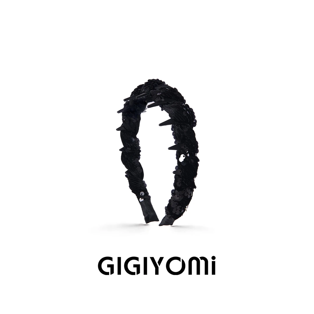 GIGIYOMi韩国小众设计高颅顶发箍女高级感亮片编织头箍发饰