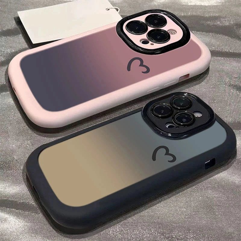 渐变爱心粉适用iphone16/15promax手机壳苹果13/12新款14创意11
