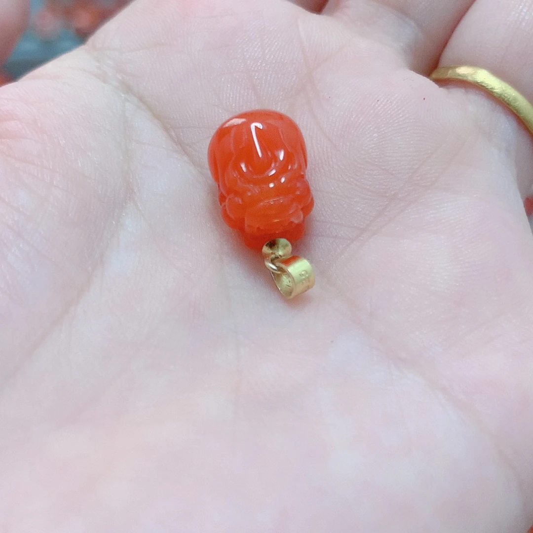 南红玛瑙银S925镶嵌吊坠(不含链)