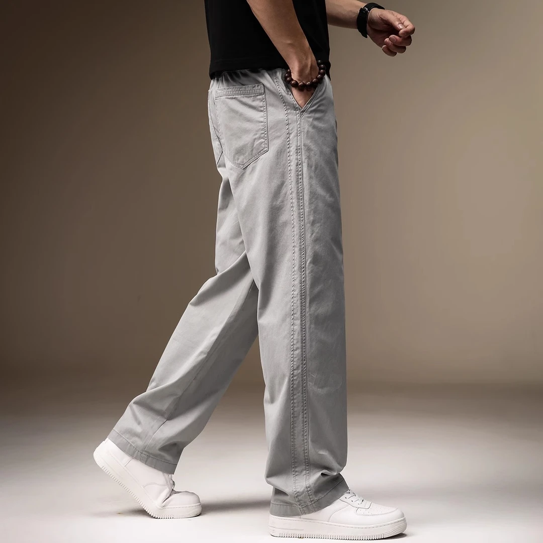 Cebrodz高端日系复古宽松直筒休闲裤男夏季薄款简约工装长裤子男