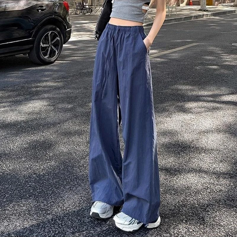 工装裤女夏季薄款空气感直筒阔腿宽松速干束脚显瘦休闲运动登山裤