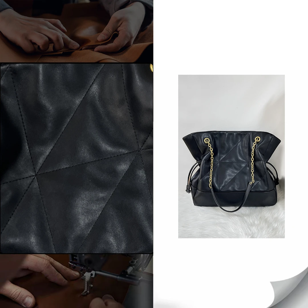 秋冬款经典菱格绣线腋下托特包ee女包