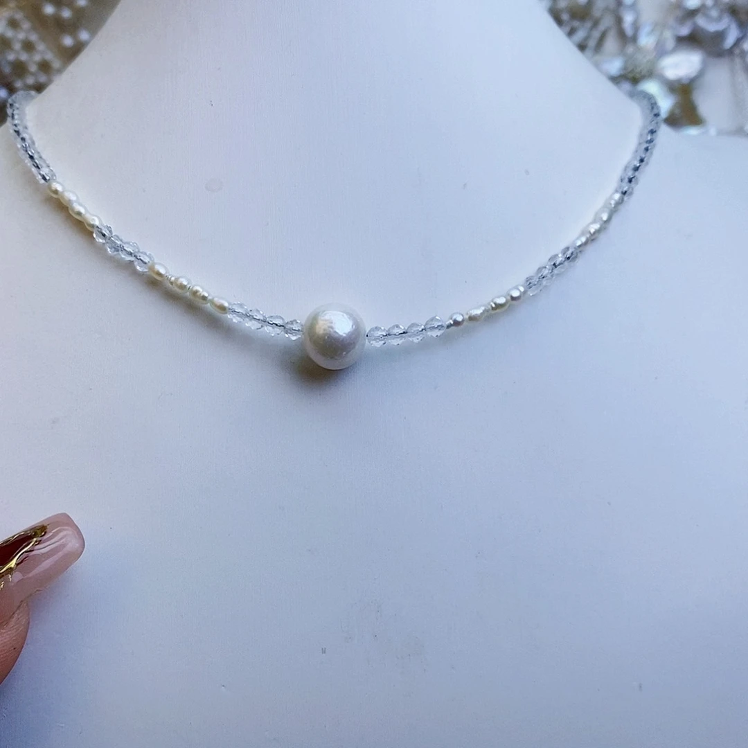 淡水珍珠颈饰银S925镶嵌