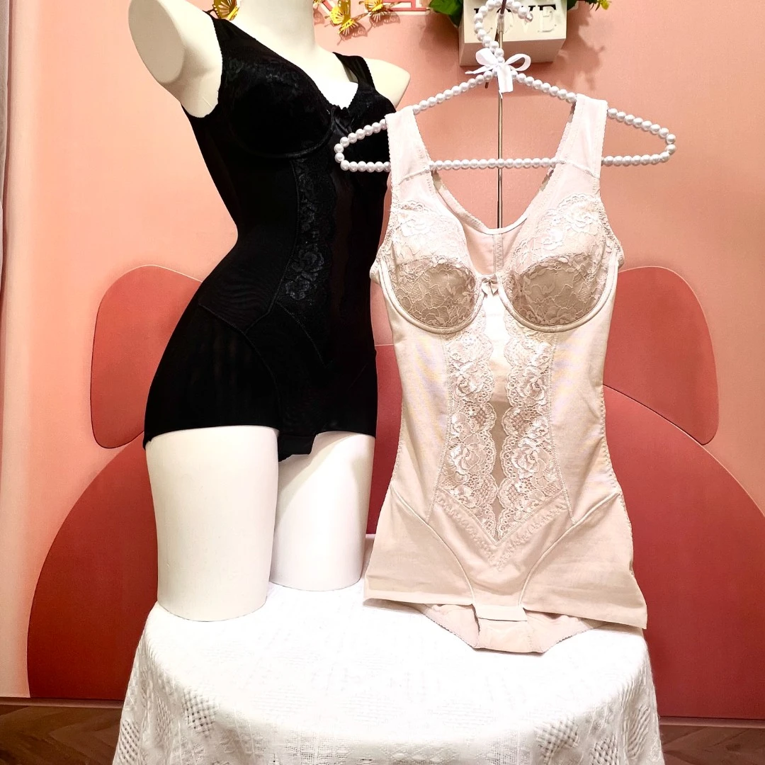 紧版高端收腹塑形连体衣韩单有钢圈定型棉杯拖胸侧收提臀女塑身衣