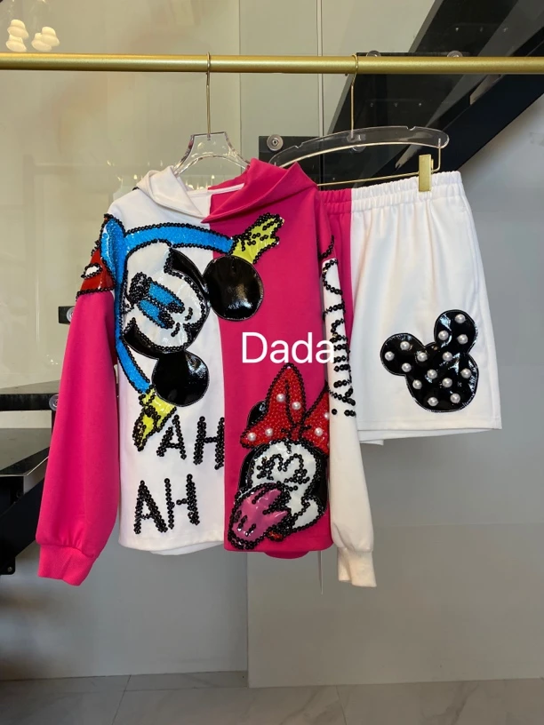 Dada设计款新款重工个性款休闲宽松大版套头套装C10551