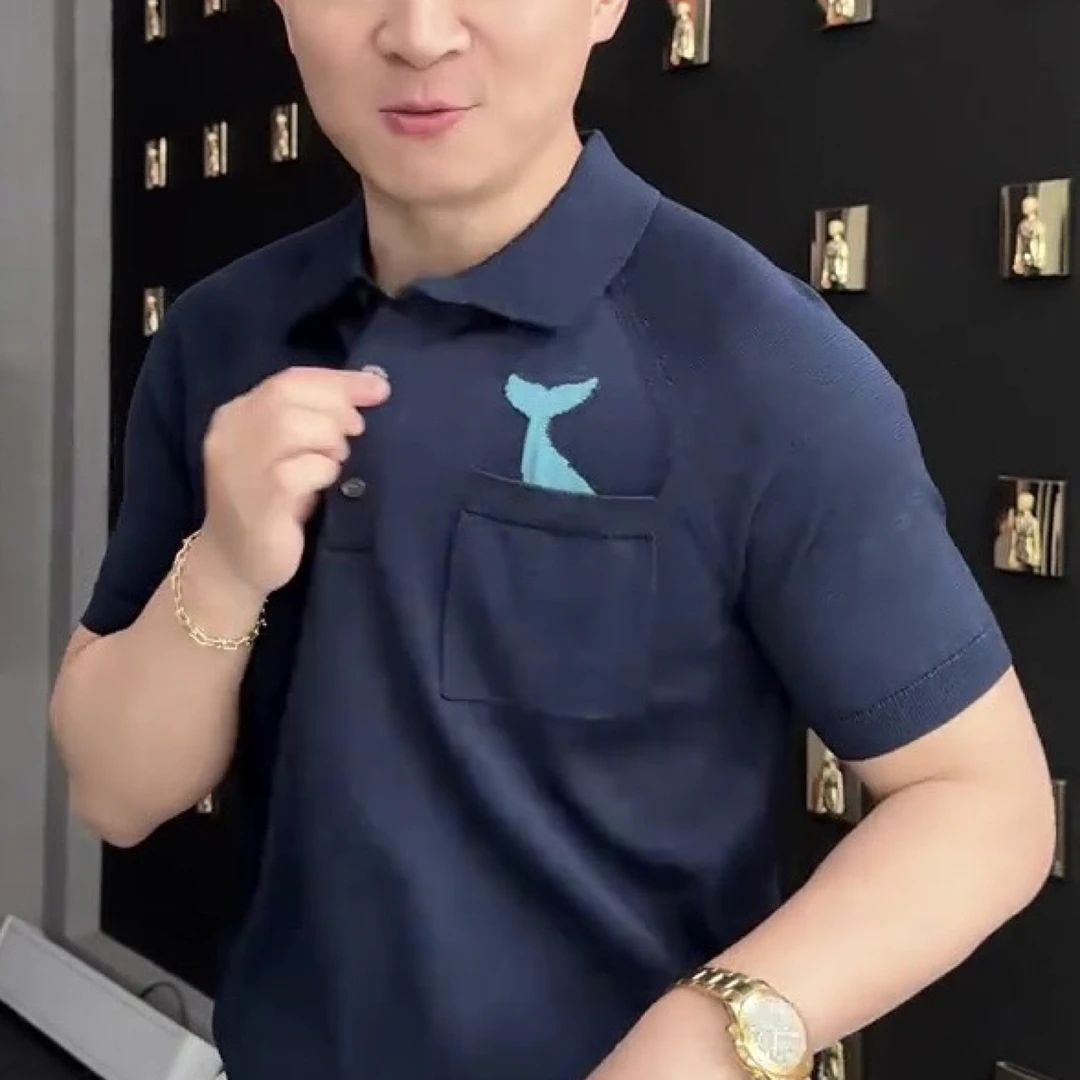男士短袖Polo衫商务休闲秋季新款高级感老钱风翻领【天丝】针织衫男