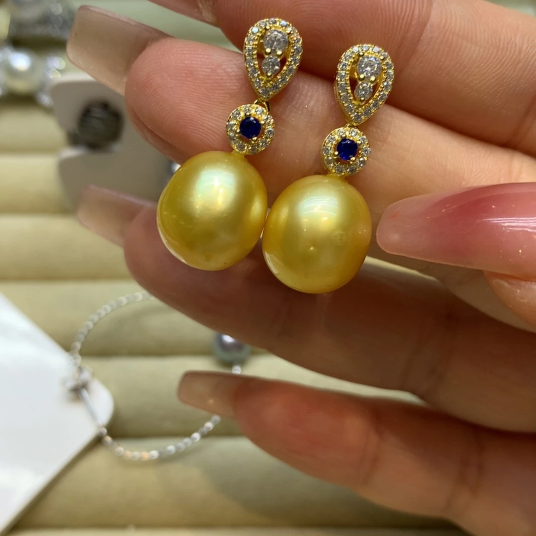 银S925镶嵌耳饰海水珍珠