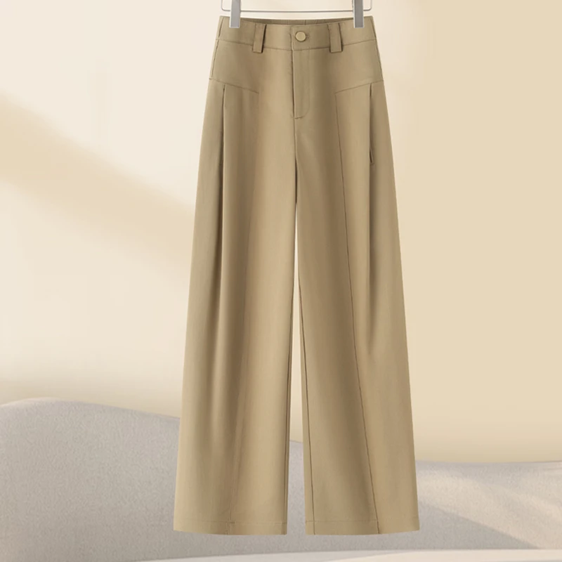 舒柔特风琴裤亲肤舒适显瘦休闲裤2025春季新款宽松百搭通勤阔腿裤