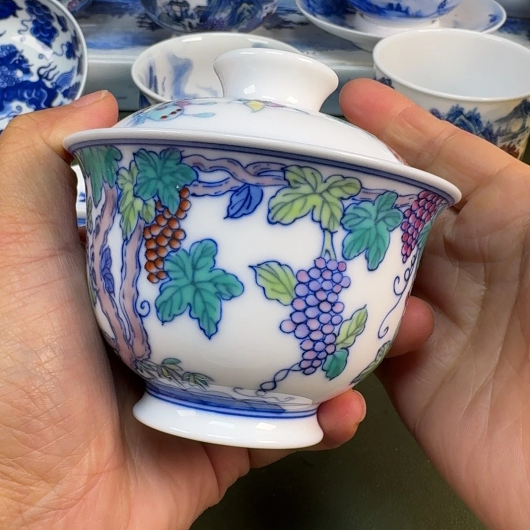 玻璃景德镇纯手绘茶具圆圆254