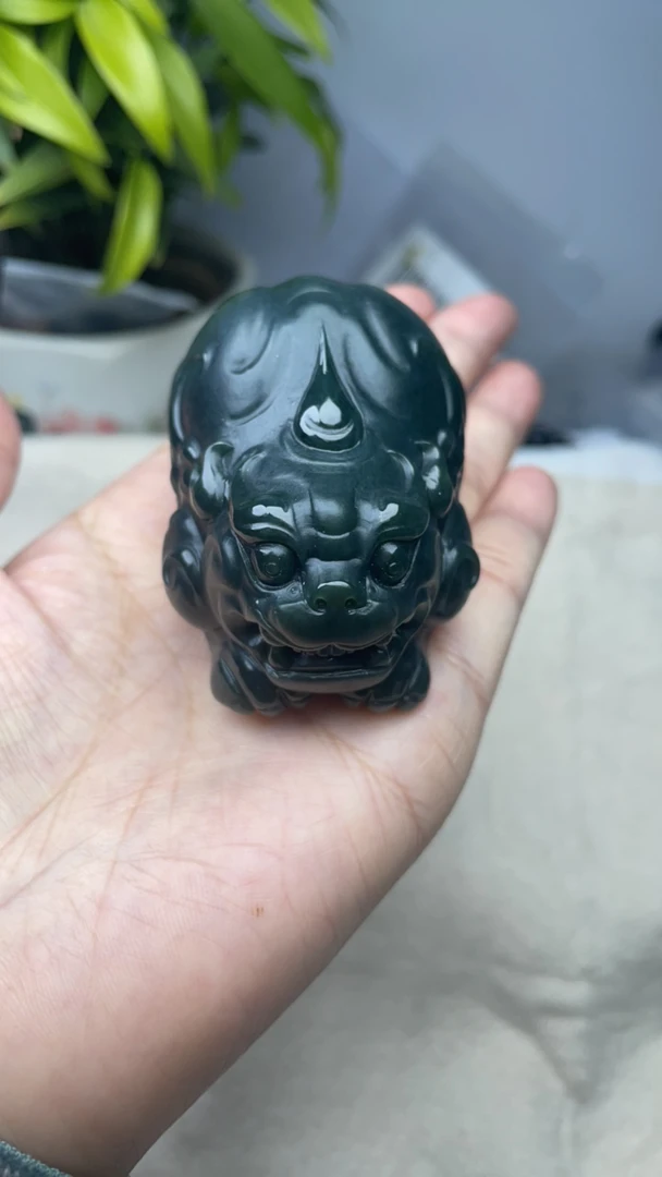 天然和田玉青玉貔貅