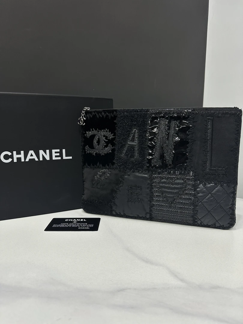 95新 Chanel/香奈儿 百家布手拿包25开卡27cm/JJ5070502