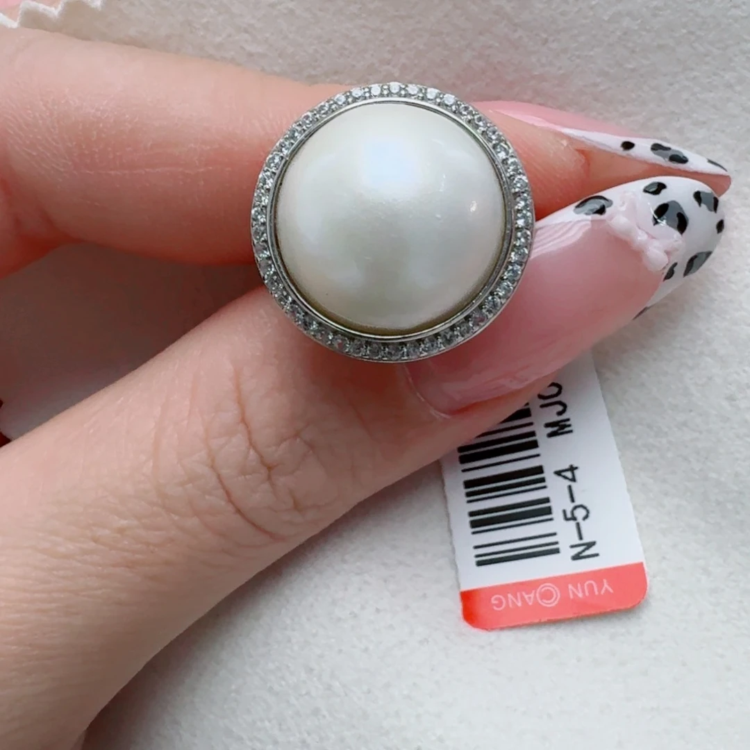 戒指银S925镶嵌拼合珍珠（马贝珠）@@mj001