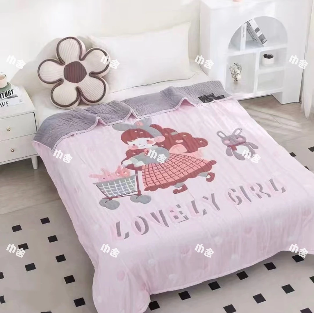 【购物女孩】150*200cm 新疆棉A类 柔软亲肤卡通泡芙被E