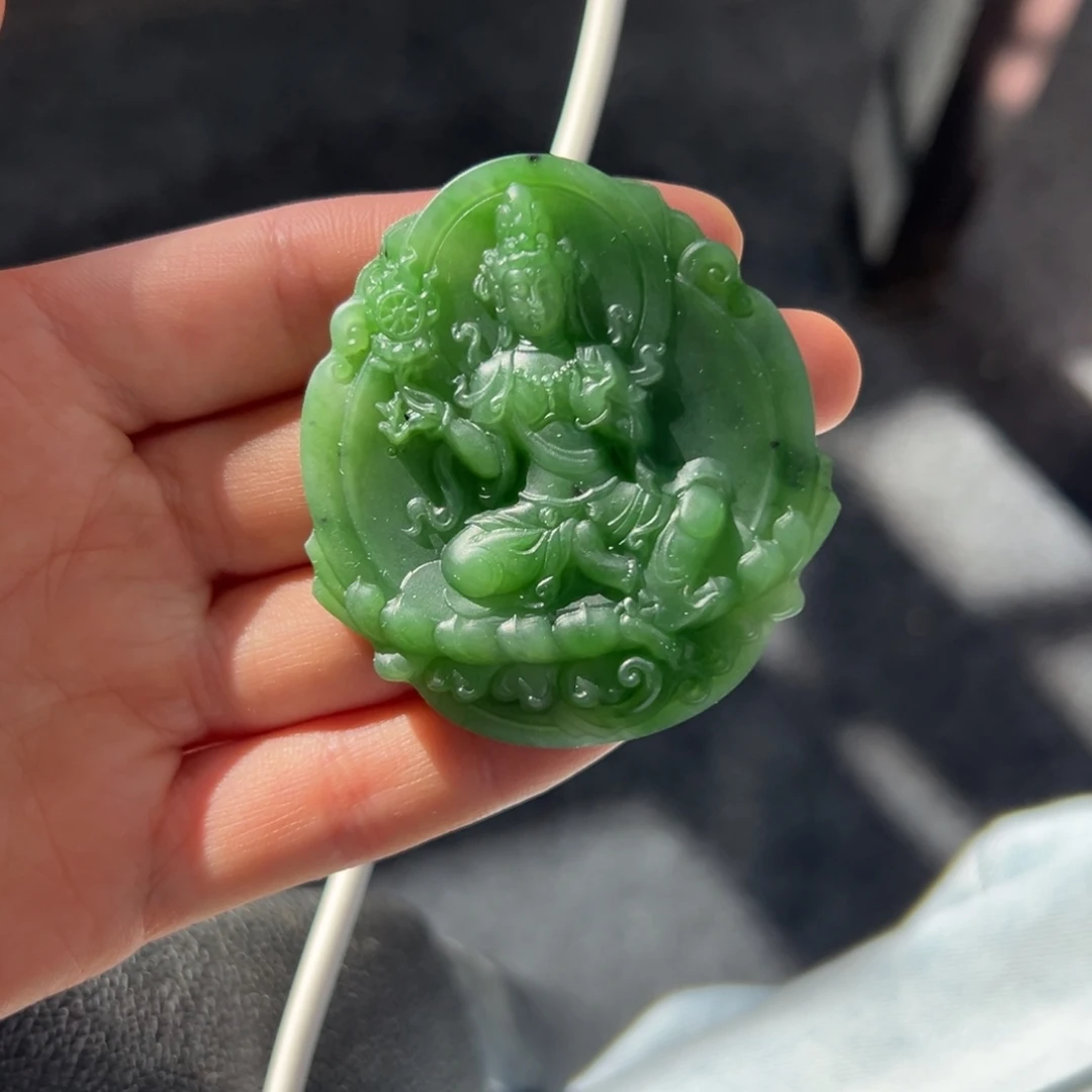 和田玉未镶嵌颈饰-碧玉度母