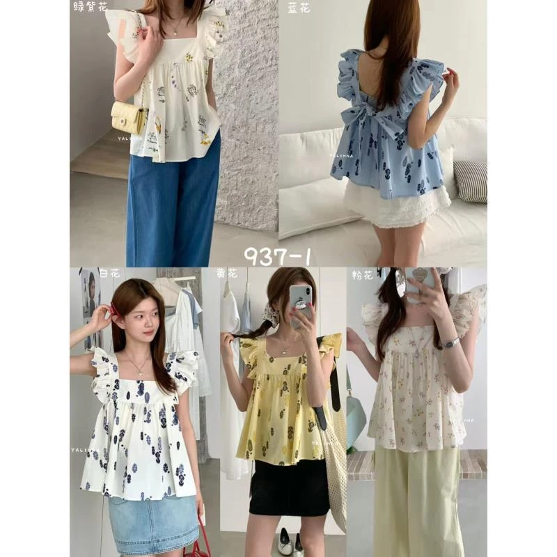 【宝贝家】937韩系小心机背后蝴蝶机小衫