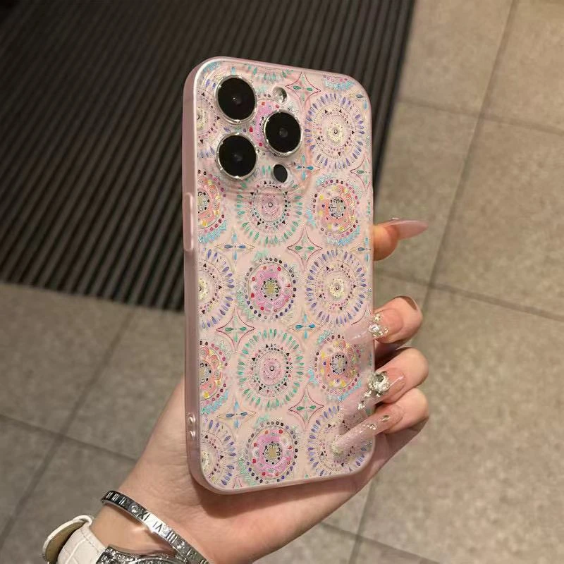 奥菲顿民族风花纹适用苹果17/16promax冰透磨砂手机壳15/14/13套