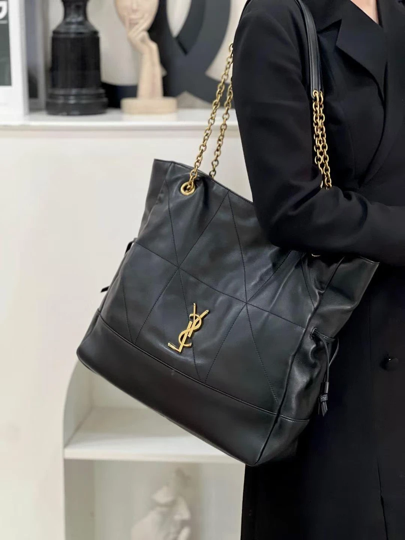 全新未使用 YSL/圣罗兰 ysl jamie抽绳福袋黑金/公价无/甄选