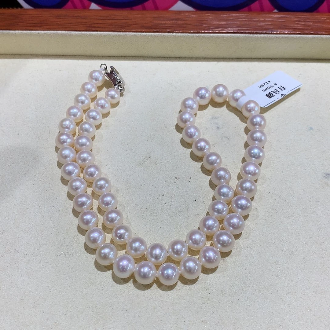 淡水珍珠颈饰银S925镶嵌8-9