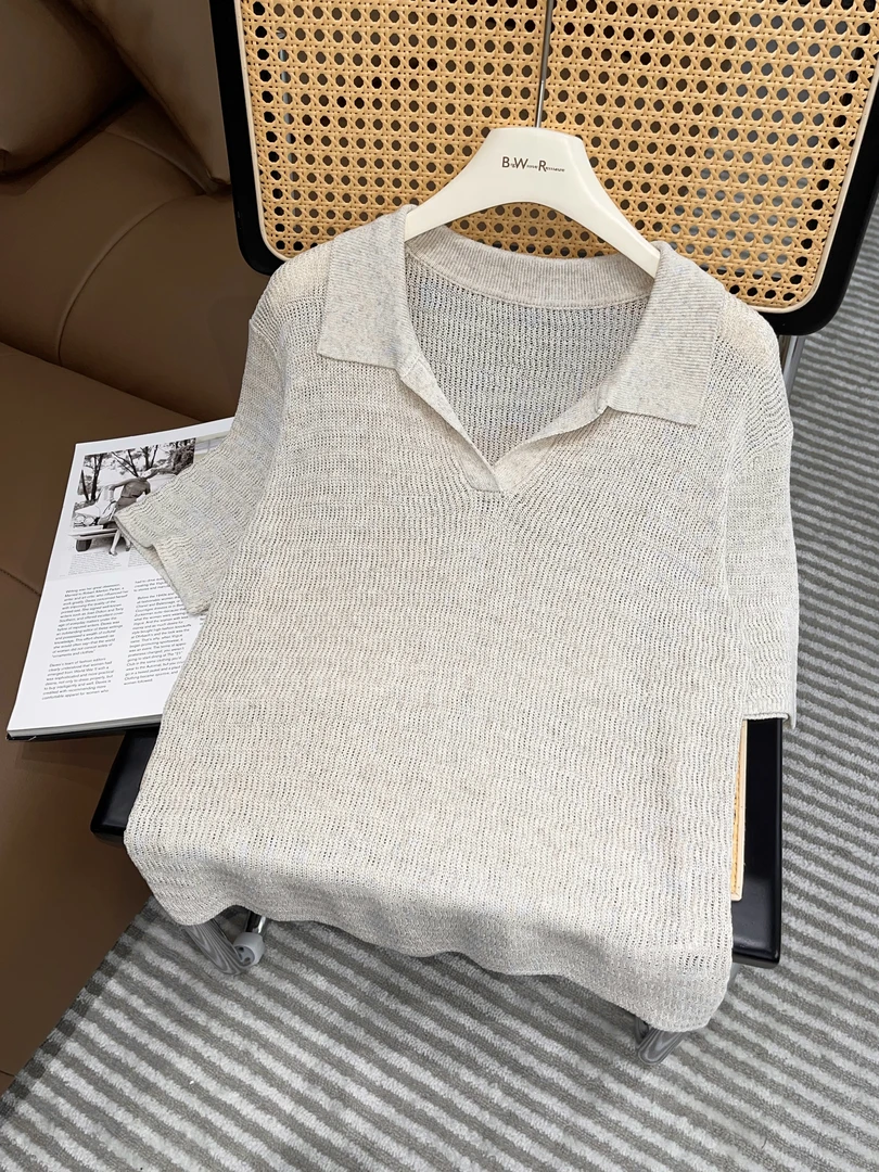 BIG WHITE REMADE“素裁”天丝+亚麻百搭时尚经典正肩PoLo衫D5L680