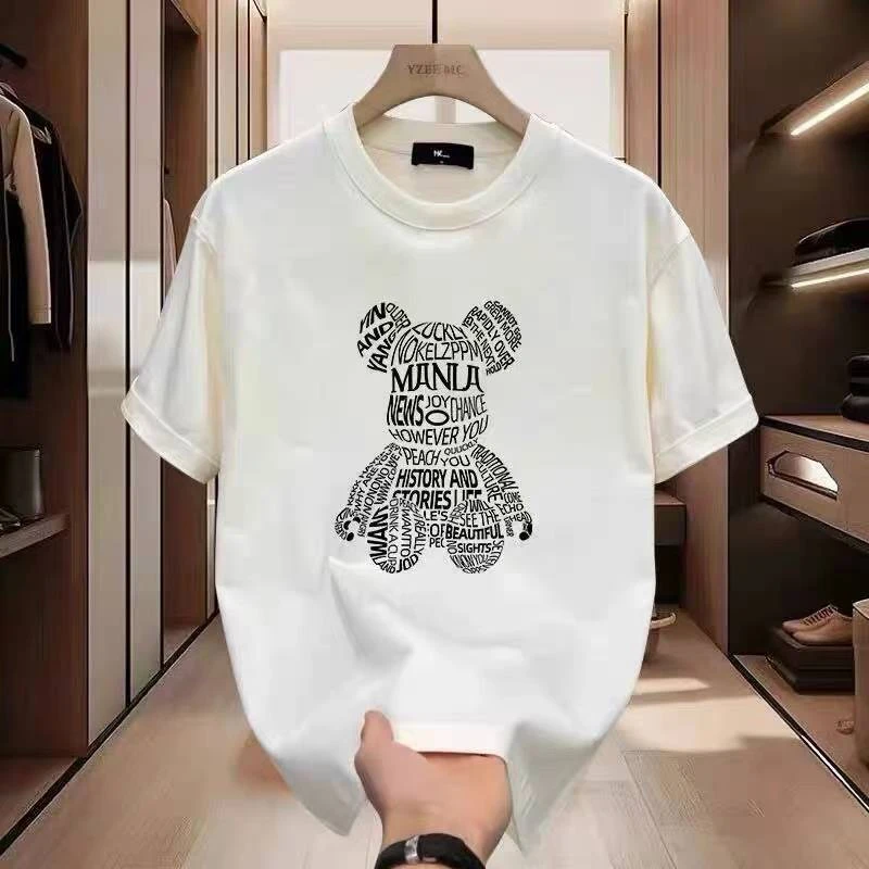 夏季新款男士印花半袖休闲圆领宽松男短袖透气印花T恤潮流卡通