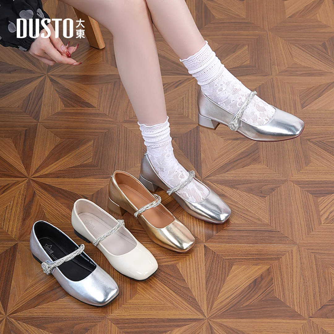 大东女鞋2025秋季时尚百搭气质法式通勤优雅方头单鞋玛丽珍女0243