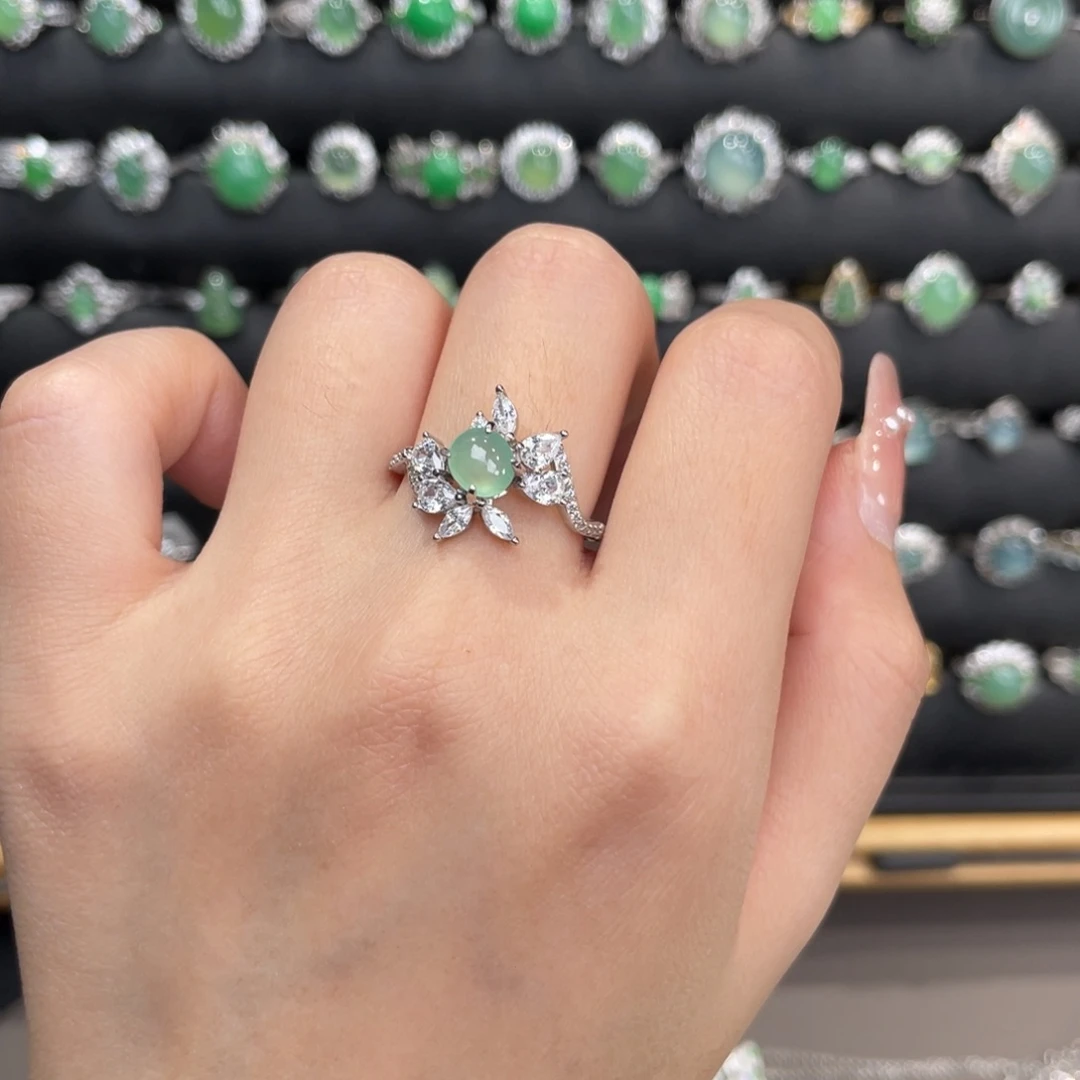 翡翠银S925镶嵌戒指